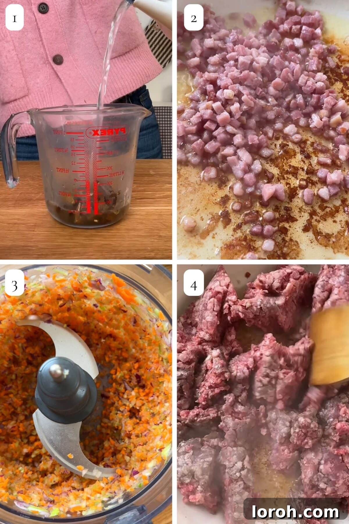 Hearty Bolognese Casserole 5 Step-by-step guide image showing soaked porcini mushrooms.