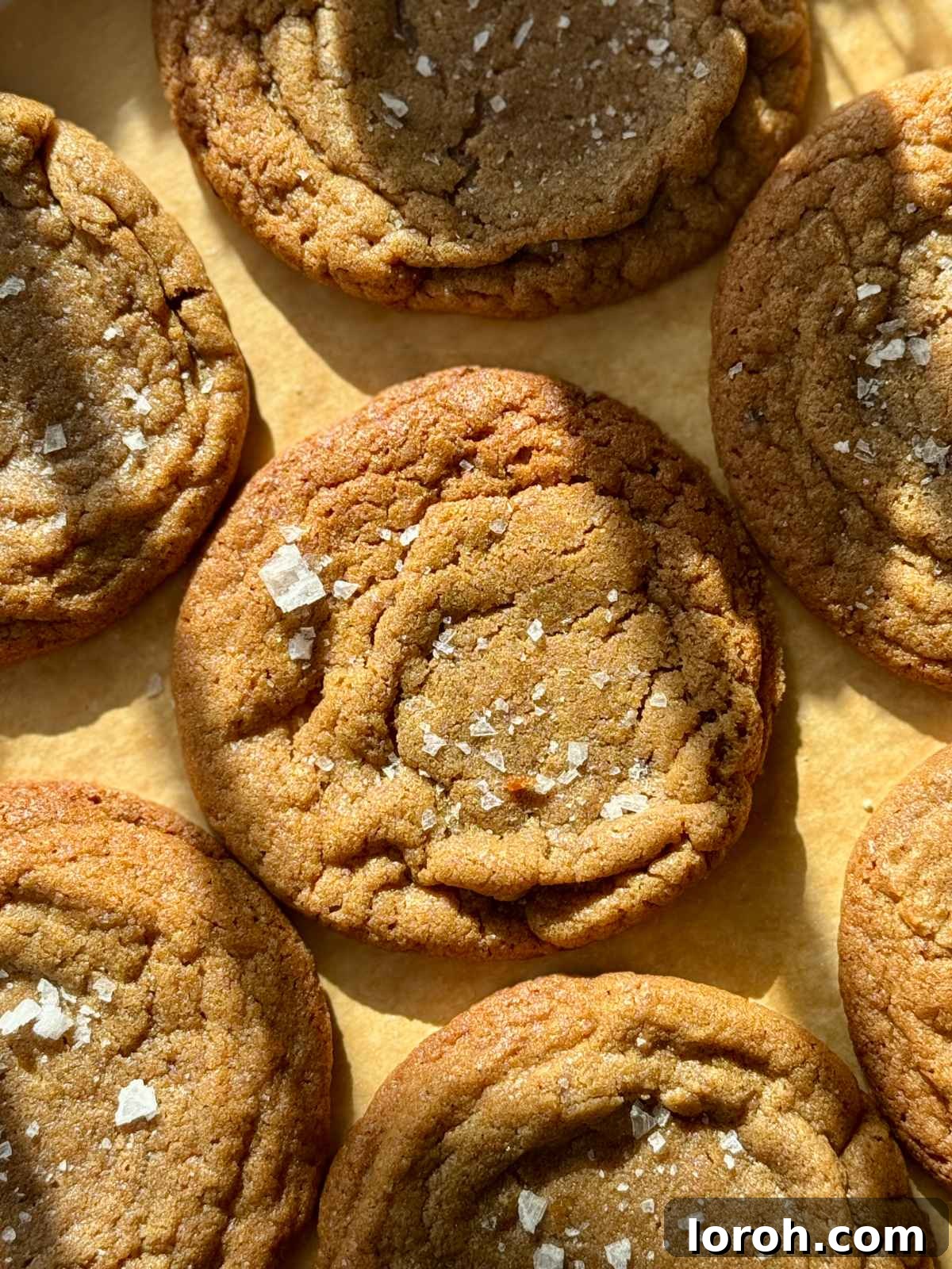 Silky Soft Chocolate Rounds 2 Perfectly baked chocolate chipless cookies cooling on baking parchment, showcasing their golden edges and soft centers.