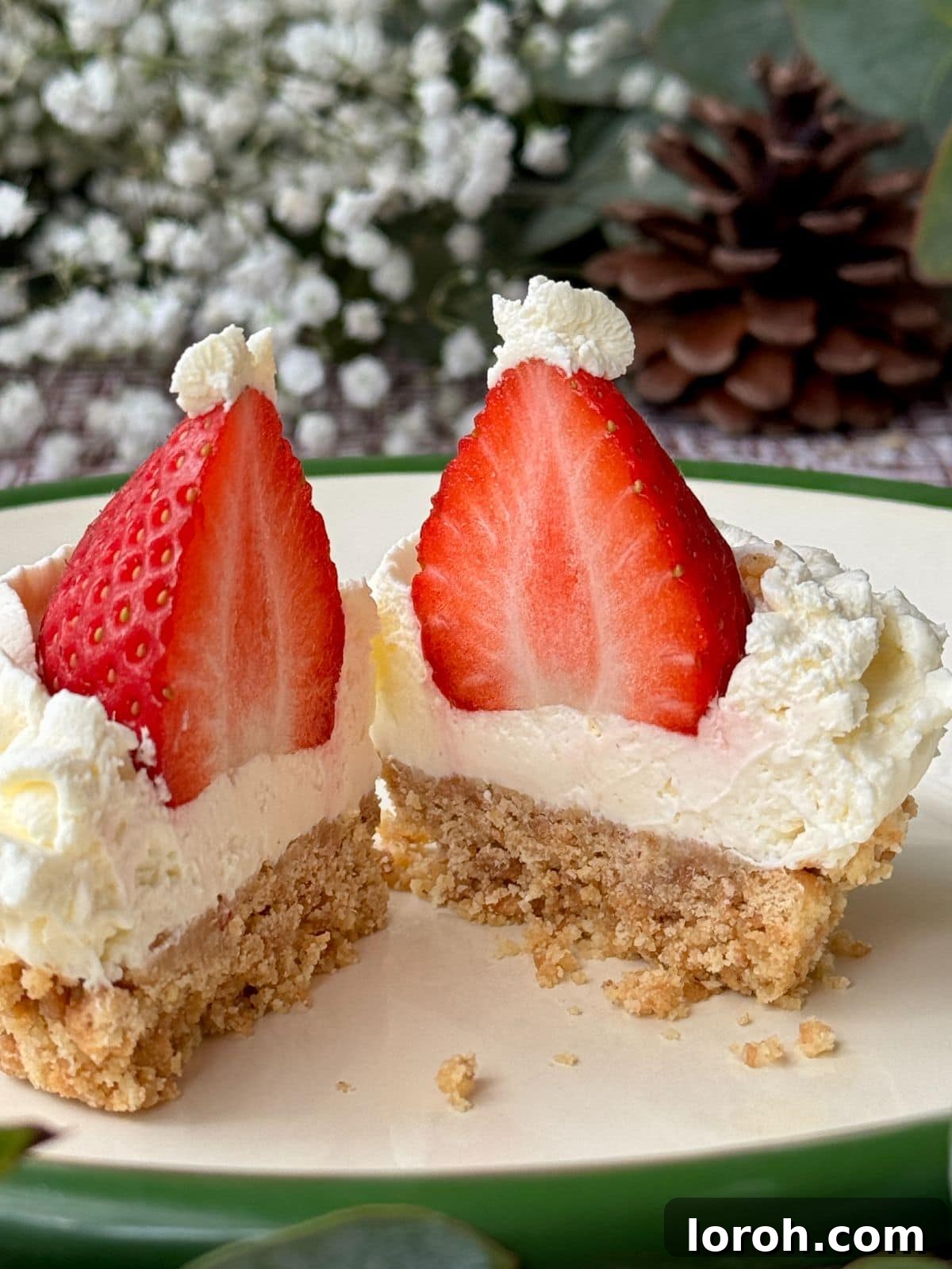 Effortless Christmas Cheesecake Bites 3 cross section of christmas cake cheesecake.
