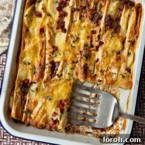 Crispy Filo Potato Tart with Brie and Pancetta, a delicious savory tart recipe.