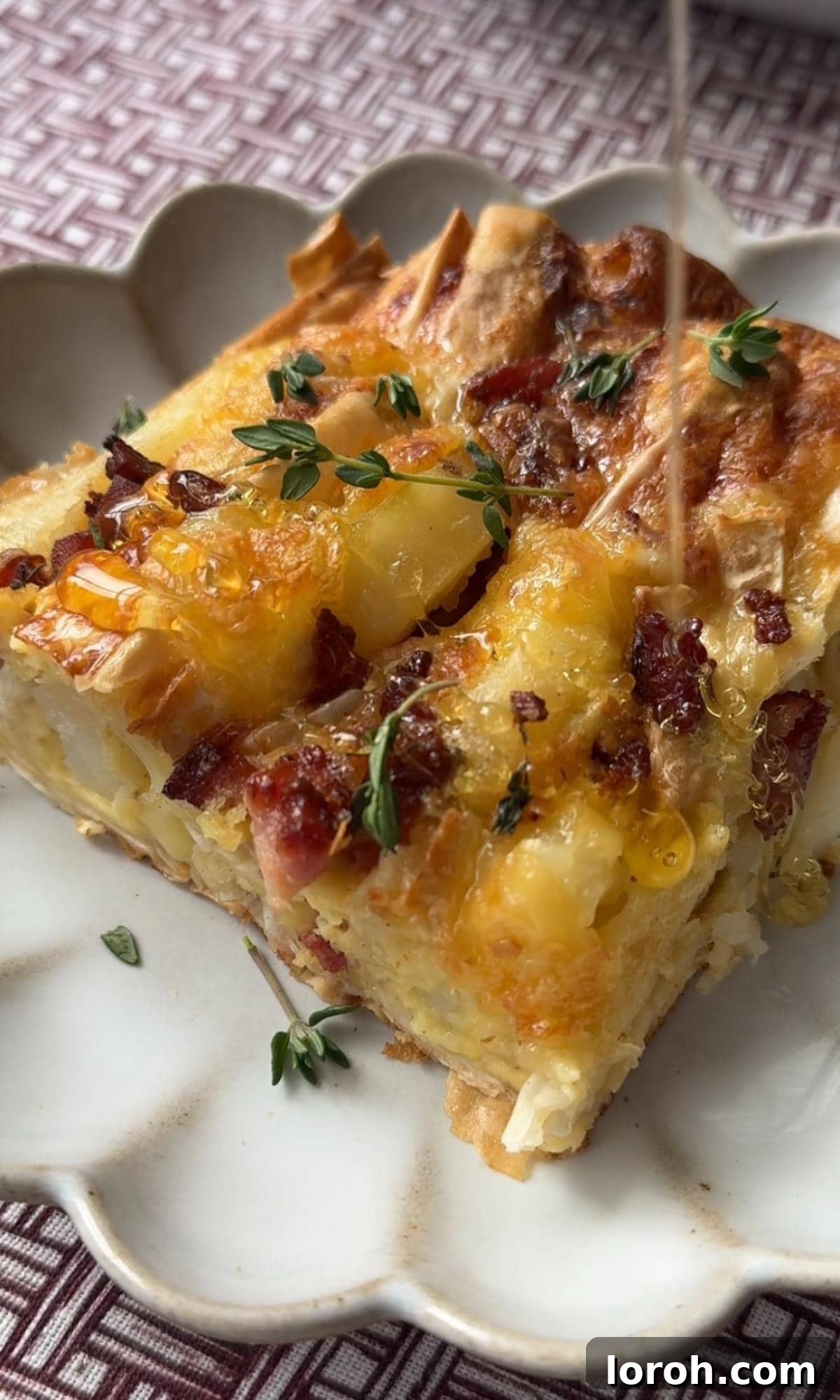 Golden Filo-Wrapped Potato Tart with Melted Brie and Crispy Pancetta 9 Step six: The finished, golden-brown crispy potato tart, resting after baking.