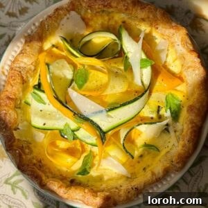 A slice of elegant courgette quiche on a white plate, showcasing its golden crust and savory filling.