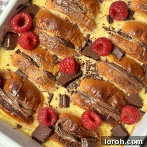 A comforting salted caramel bread and butter brioche pudding with Nutella, baked to perfection in a tin.