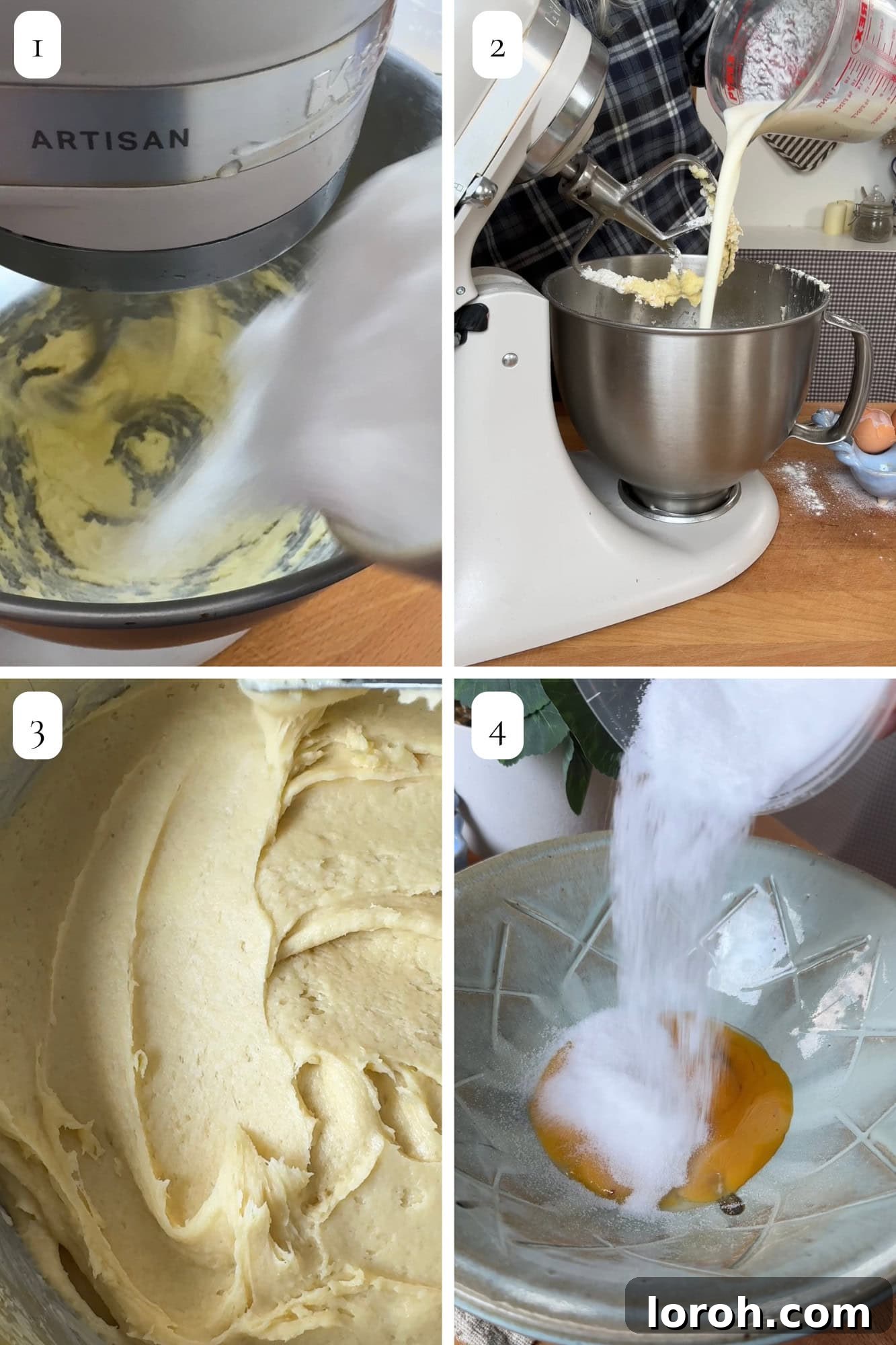 No-Fuss Torched Custard Cake 4 Step one of making creme brulee cake: creaming butter and sugar until light and fluffy.