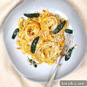 Delicious Butternut Squash Tagliatelle with Crispy Sage Leaves and Pine Nuts