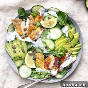 Crispy Chicken Thighs with All The Greens and a Tarragon & Lemon Drizzle