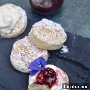 Ed Kimber's Signature Scones with Clotted Cream and Jam 2 Perfectly baked scones with clotted cream and strawberry jam
