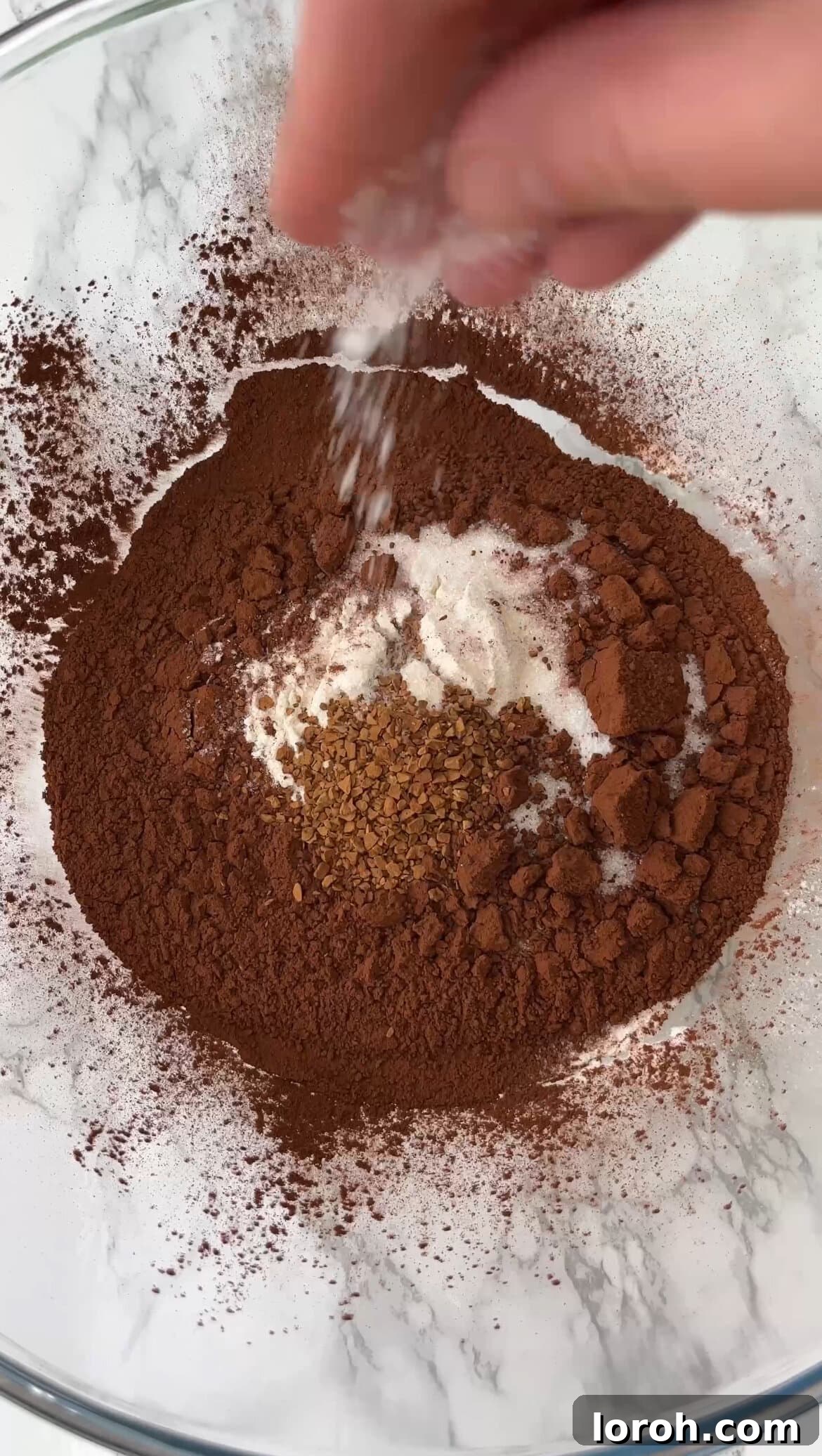 Step one: Mixing dry ingredients in a large bowl.