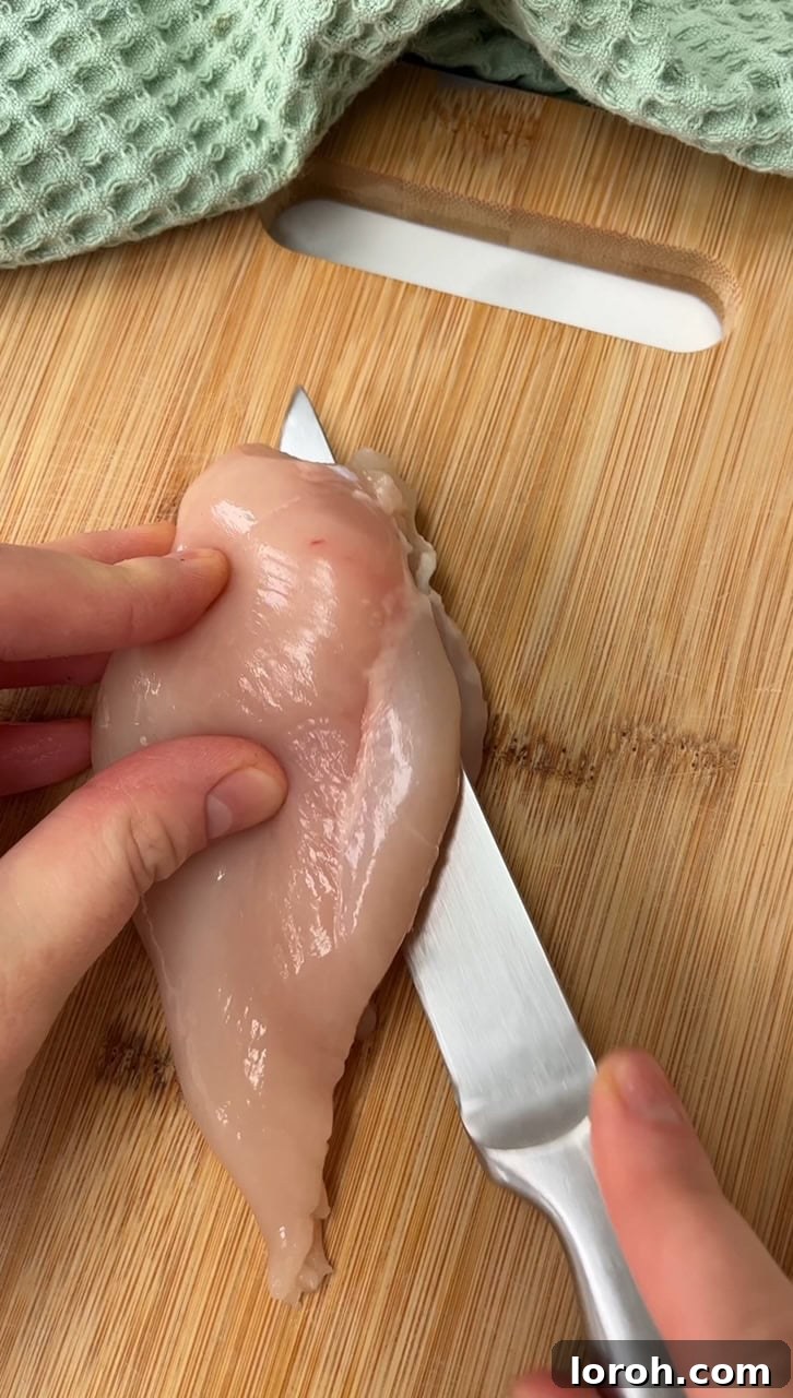 Crispy Chicken Parm Hero 5 Butterflying chicken breast technique