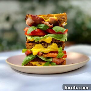 Delicious Better Bacon Basil Lettuce and Tomato (BBBLT) sandwich