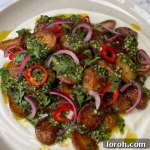 herb roasted potatoes with chimichurri