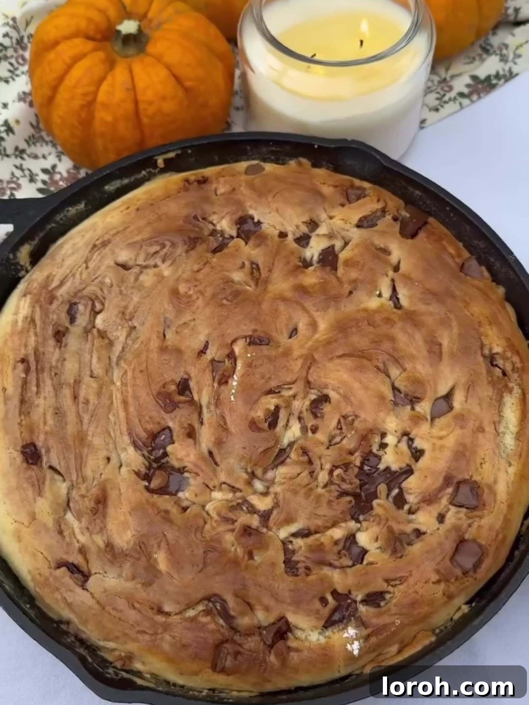 Effortless Condensed Milk Cookie Bars 9 Chocolate Chip Skillet Cookie baking in the oven