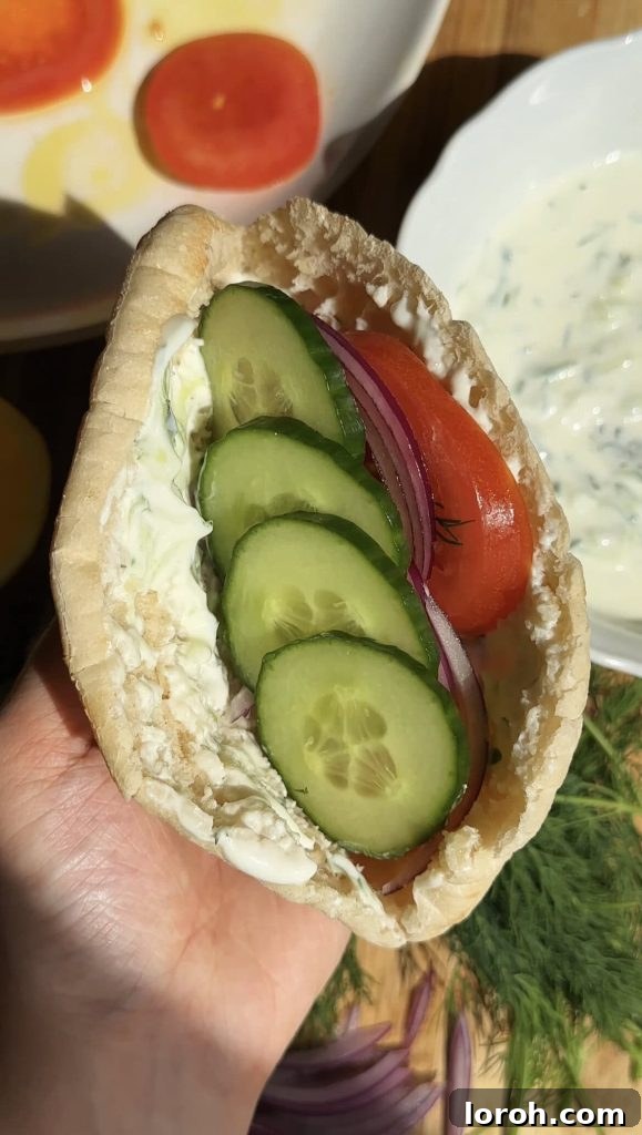 Freshly prepared Chicken Souvlaki Pita ready to be served