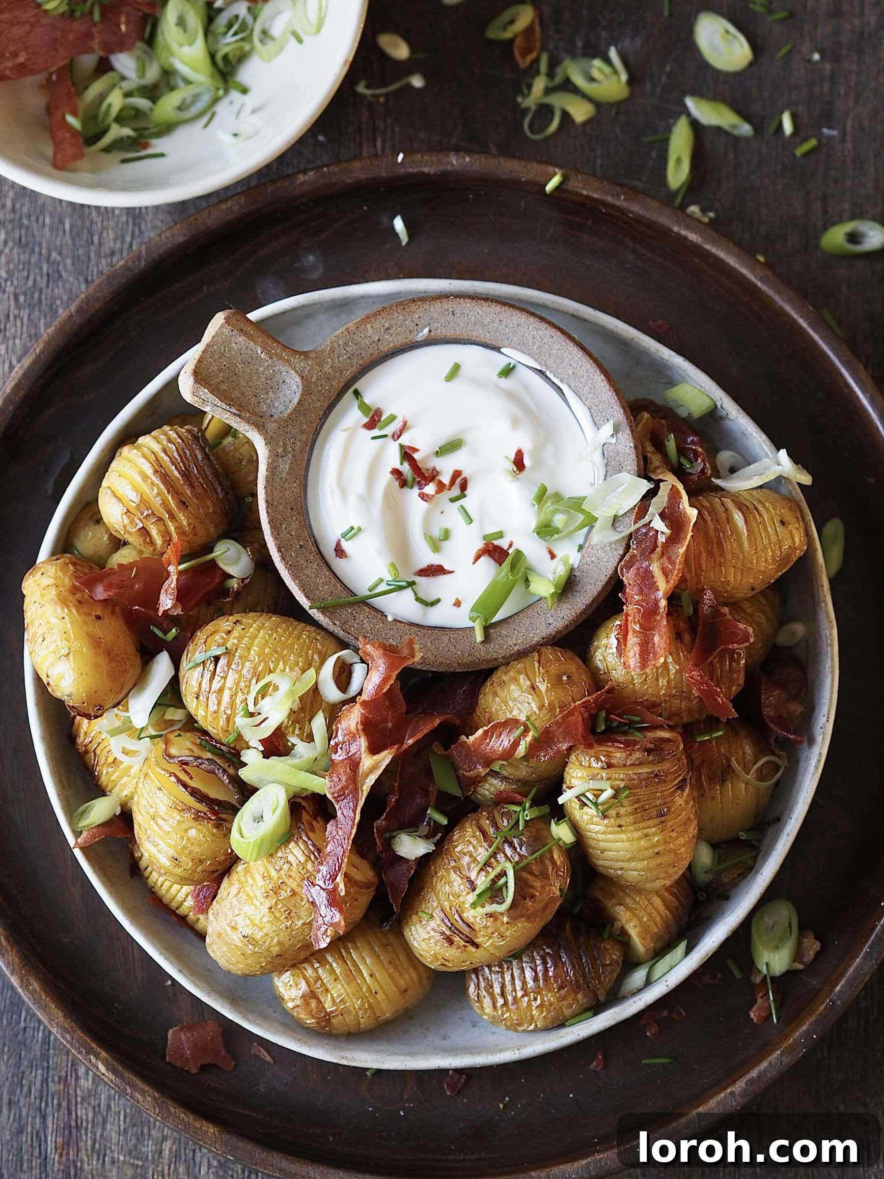 Air Fried Accordion Potatoes 2 Air Fryer Hasselback Potatoes with crispy prosciutto