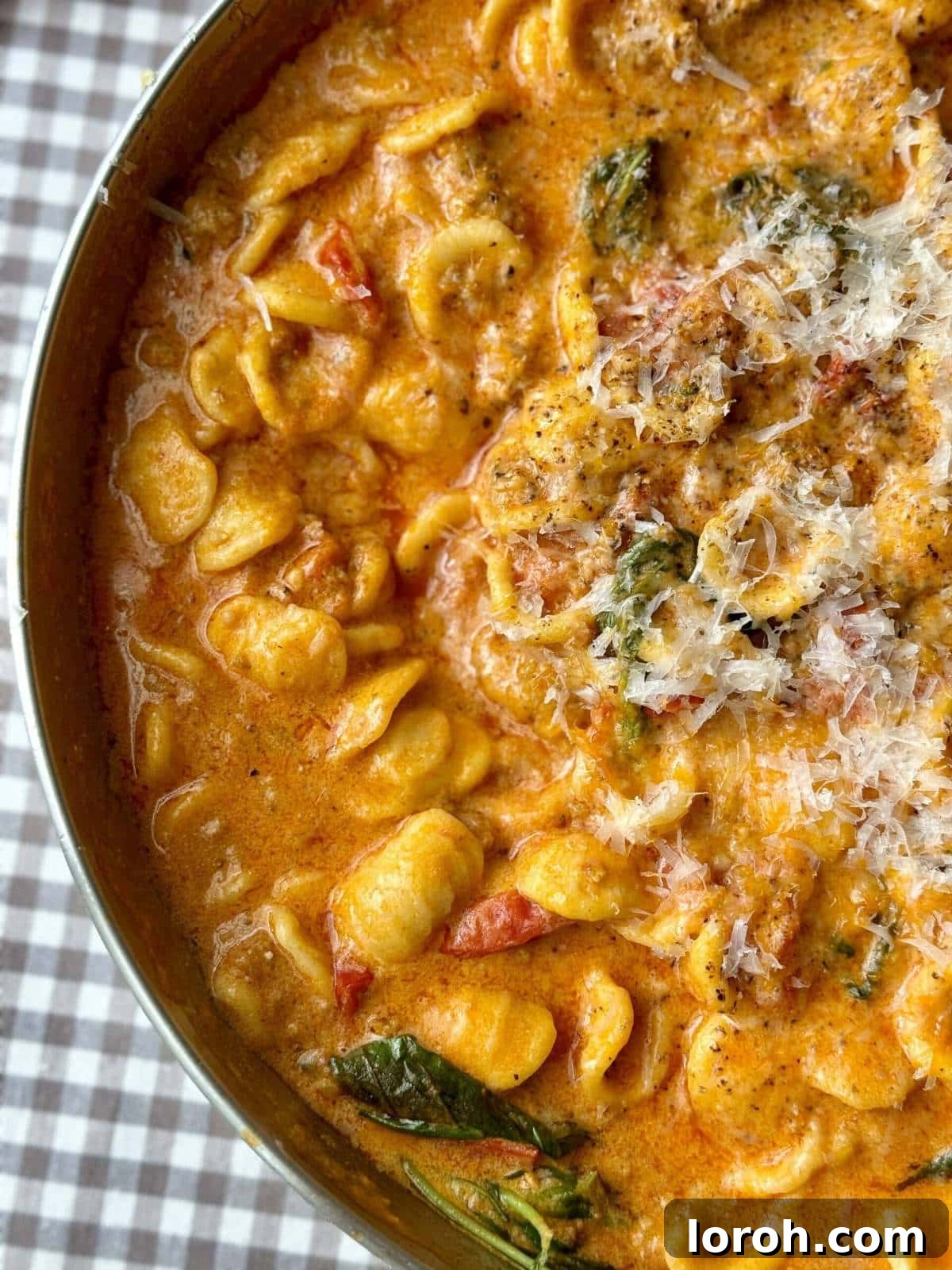 Another beautiful shot of Sausage Nduja Pasta in a bowl, showcasing the rich sauce and crispy sausage pieces.