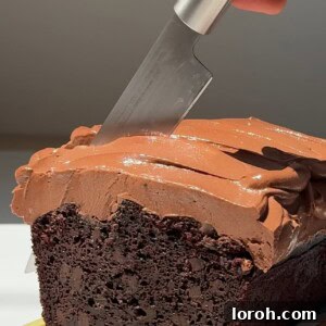 Fudgy Chocolate Zucchini Cake 11 A delicious slice of chocolate courgette cake, demonstrating its inviting texture.