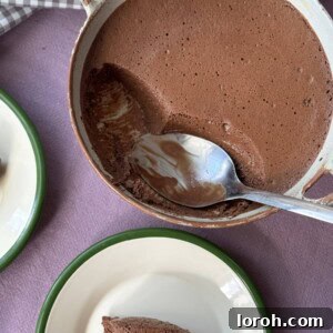 Chocolate mousse with a spoon.