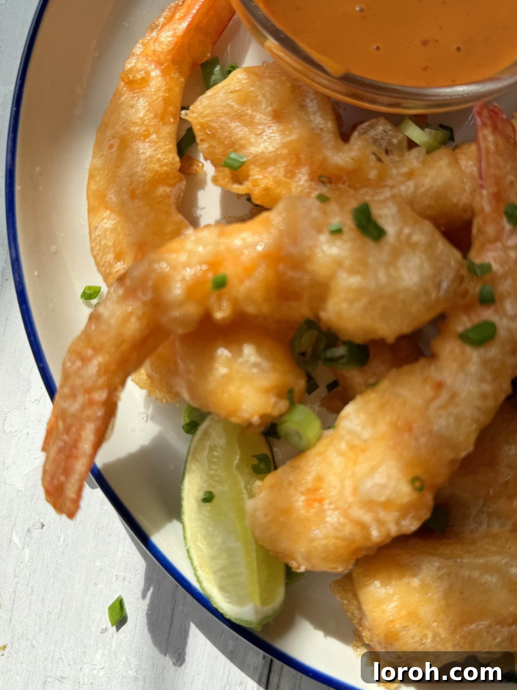 Golden Crispy Ebi Tempura 3 Close-up of freshly fried Japanese Shrimp Tempura (Ebi Tempura) showing the crispy, bubbly texture.