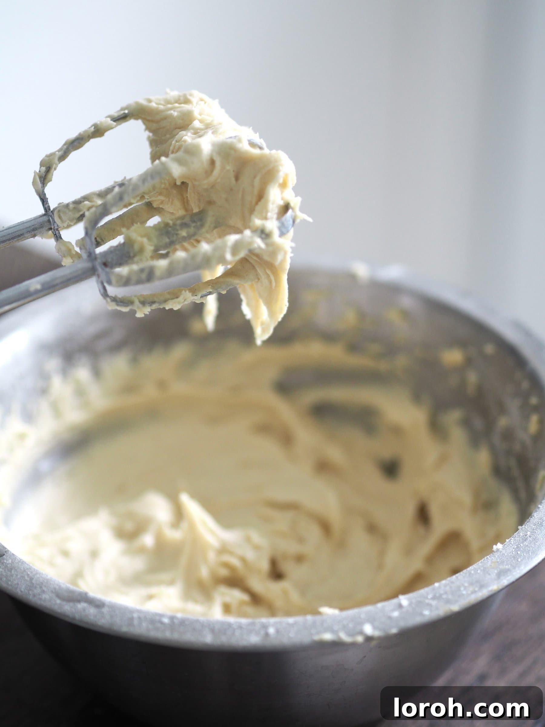 Creaming together the butter and sugar