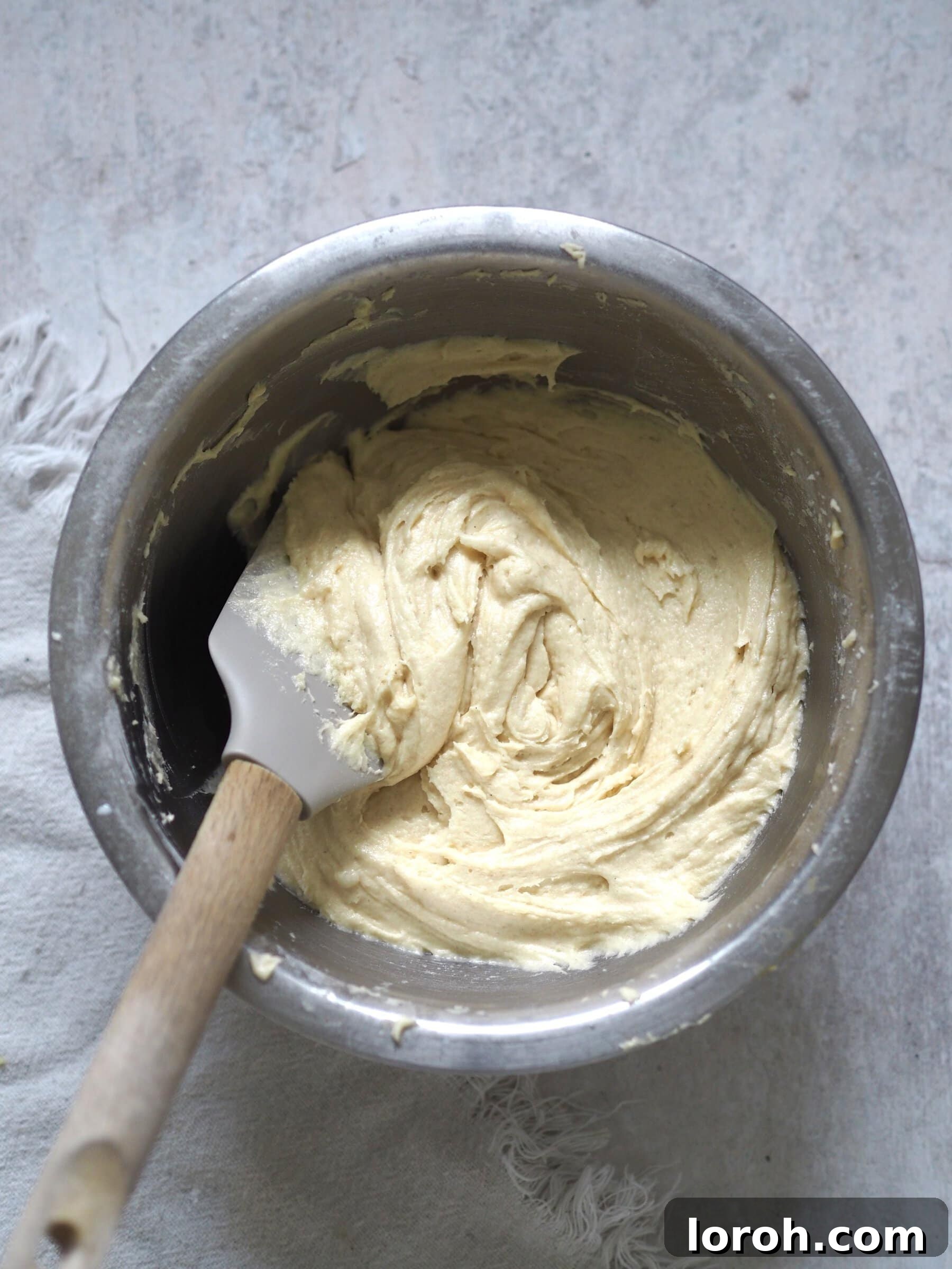 Add the eggs and milk and beat until combined to form a soft and creamy batter.