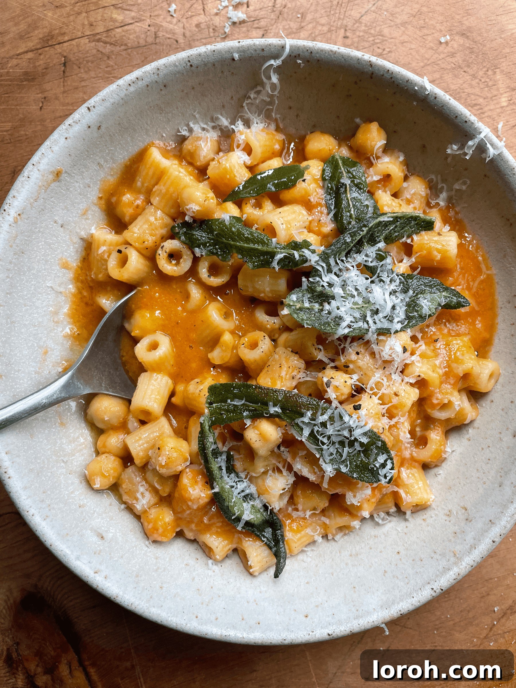 Close-up of Chickpea Pasta in a bowl, showcasing its rich texture