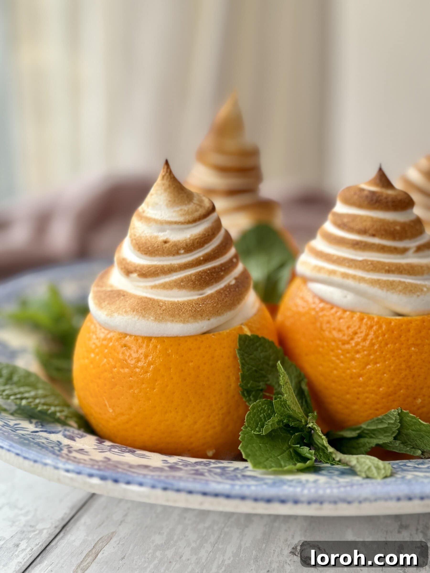 Citrus Cocoa Cloud 2 Exquisite Chocolate Orange Mousse elegantly presented with a golden-brown sugar meringue topping, highlighting its rich texture and vibrant appeal.