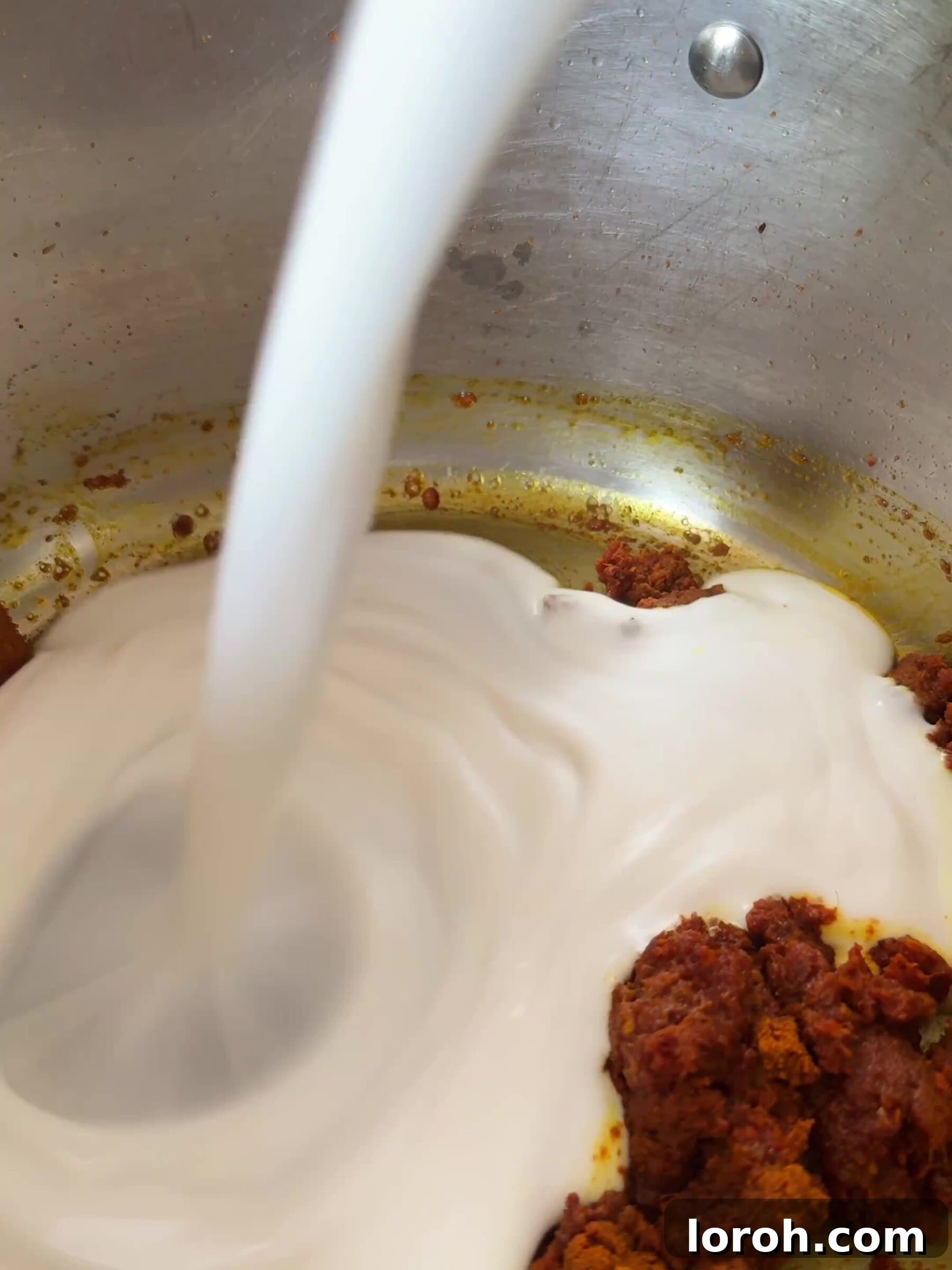 Aromatic Wonton Noodle Delight 8 Pouring coconut milk into the spiced base