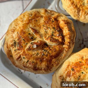chicken mini pot pies on a tray
