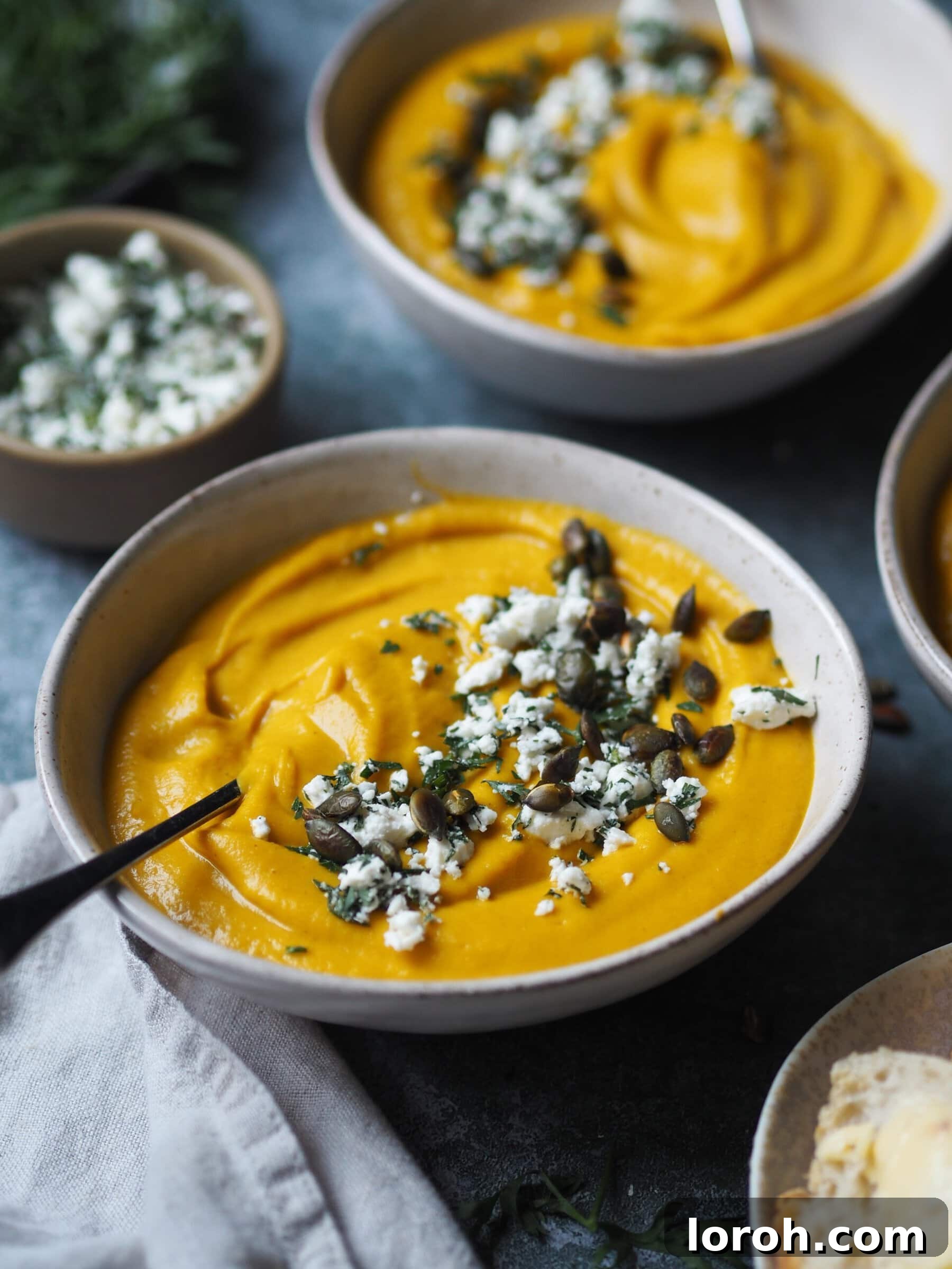 Golden Spiced Lentil and Carrot Comfort with Tangy Feta 2 Spiced Carrot and Lentil Soup with Feta Crumble