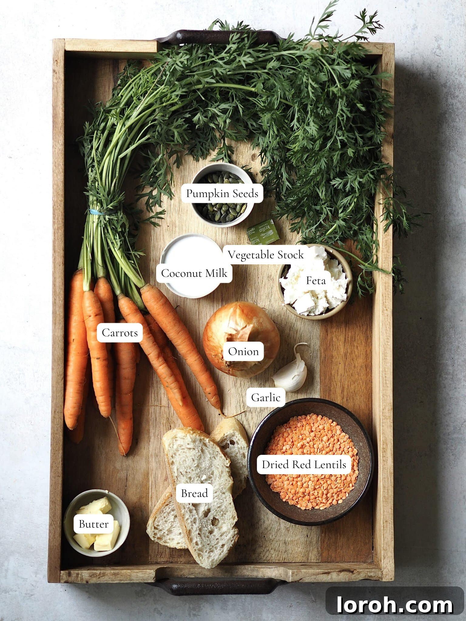 Golden Spiced Lentil and Carrot Comfort with Tangy Feta 3 Ingredients for Spiced Carrot and Lentil Soup.