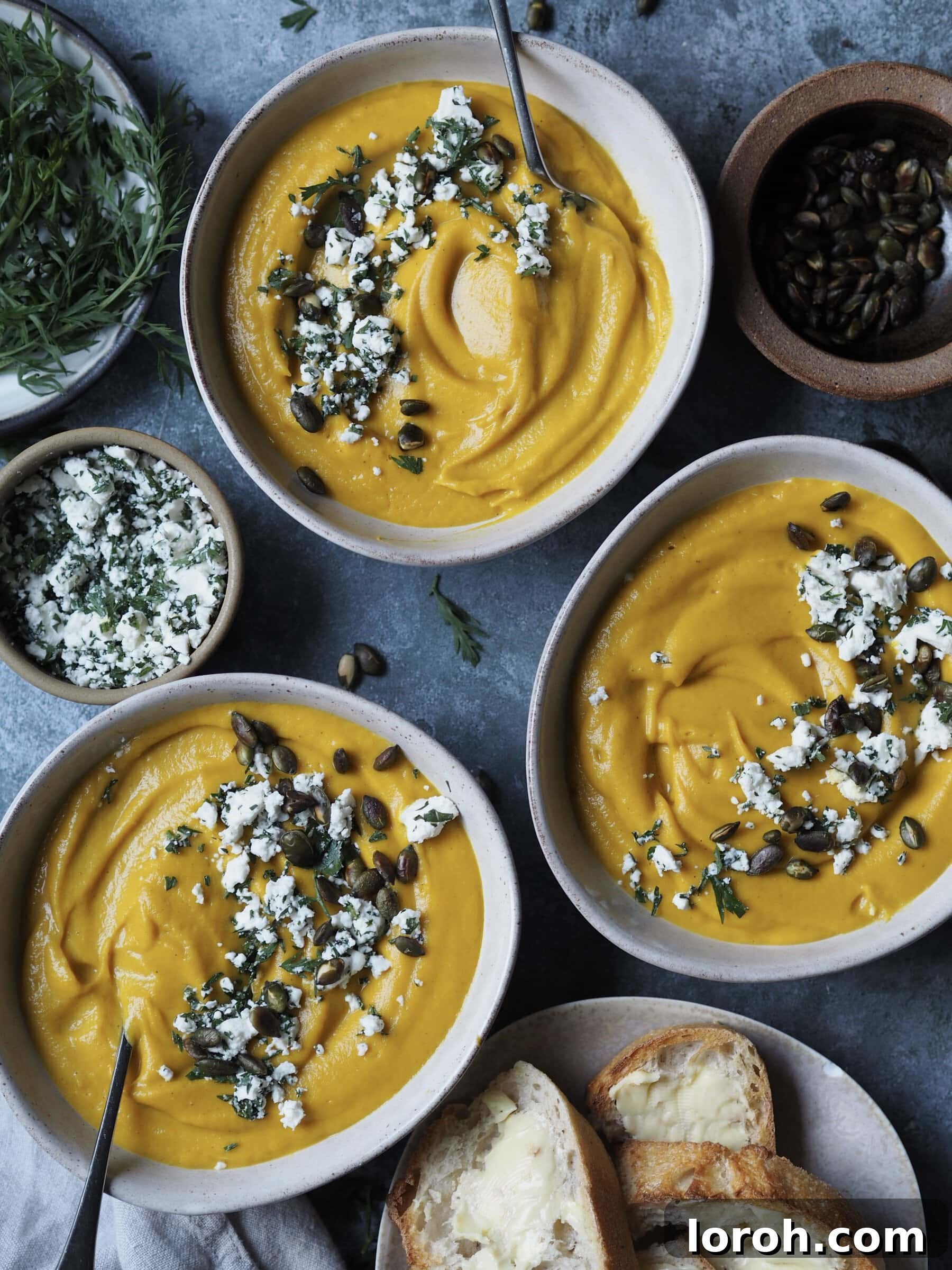 Golden Spiced Lentil and Carrot Comfort with Tangy Feta 10 Serving Spiced Carrot Soup with bread and feta