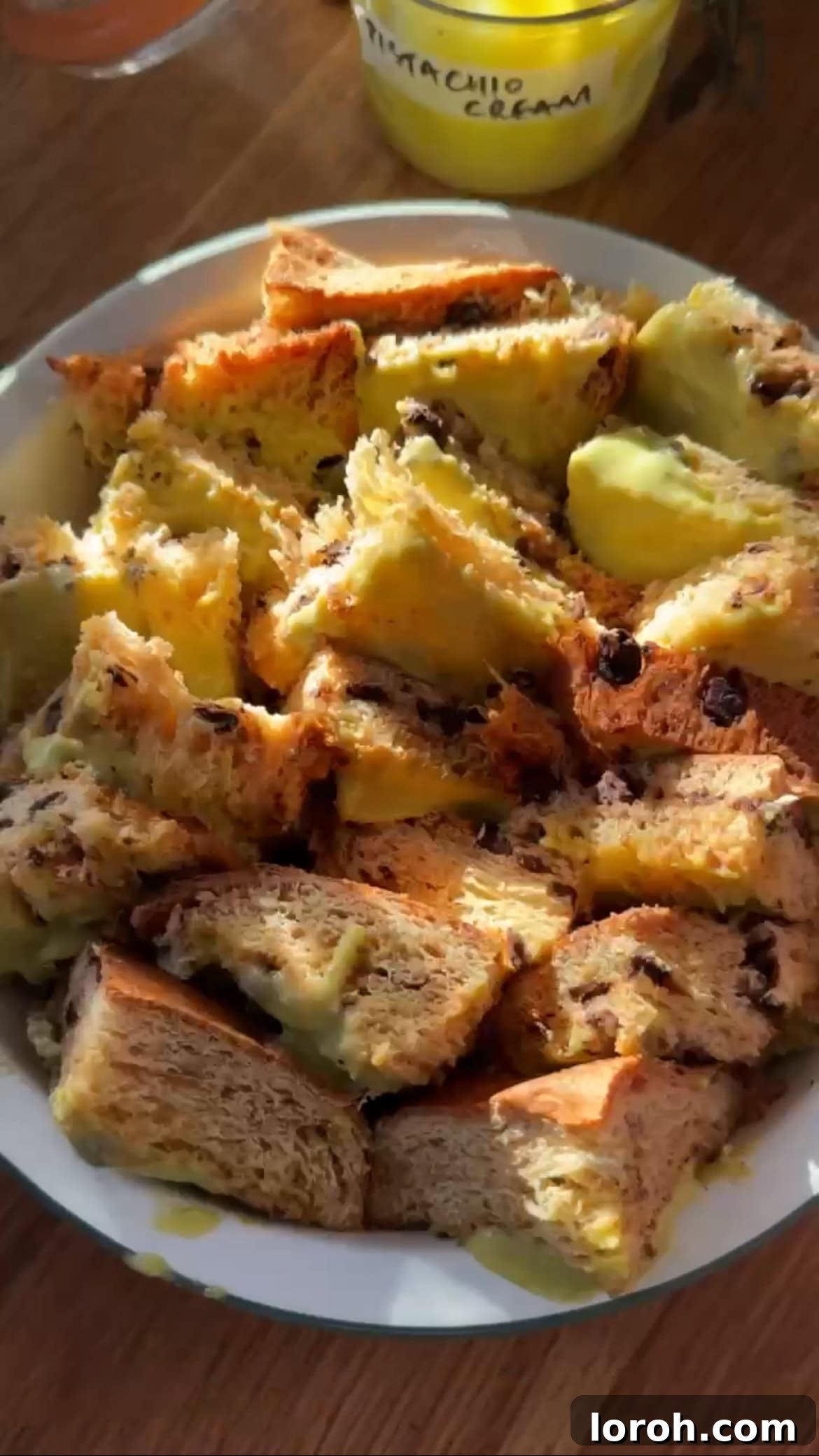 Step two of making Panettone Bread and Butter Pudding