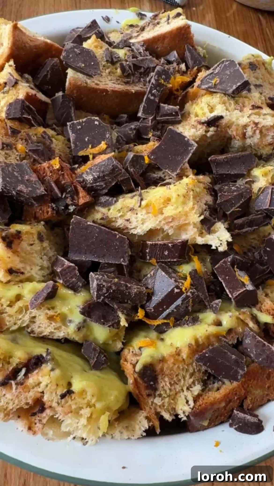 Step five of making Panettone Bread and Butter Pudding