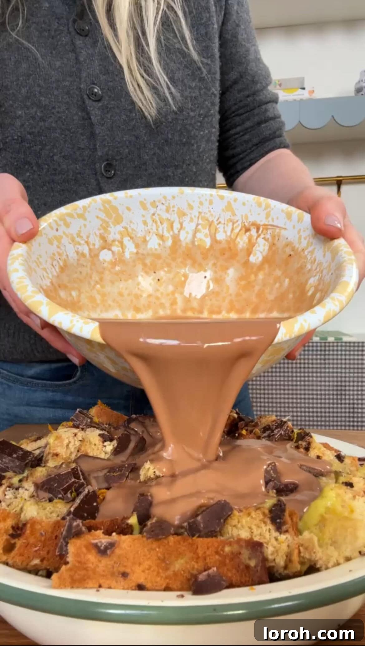 Step six of making Panettone Bread and Butter Pudding