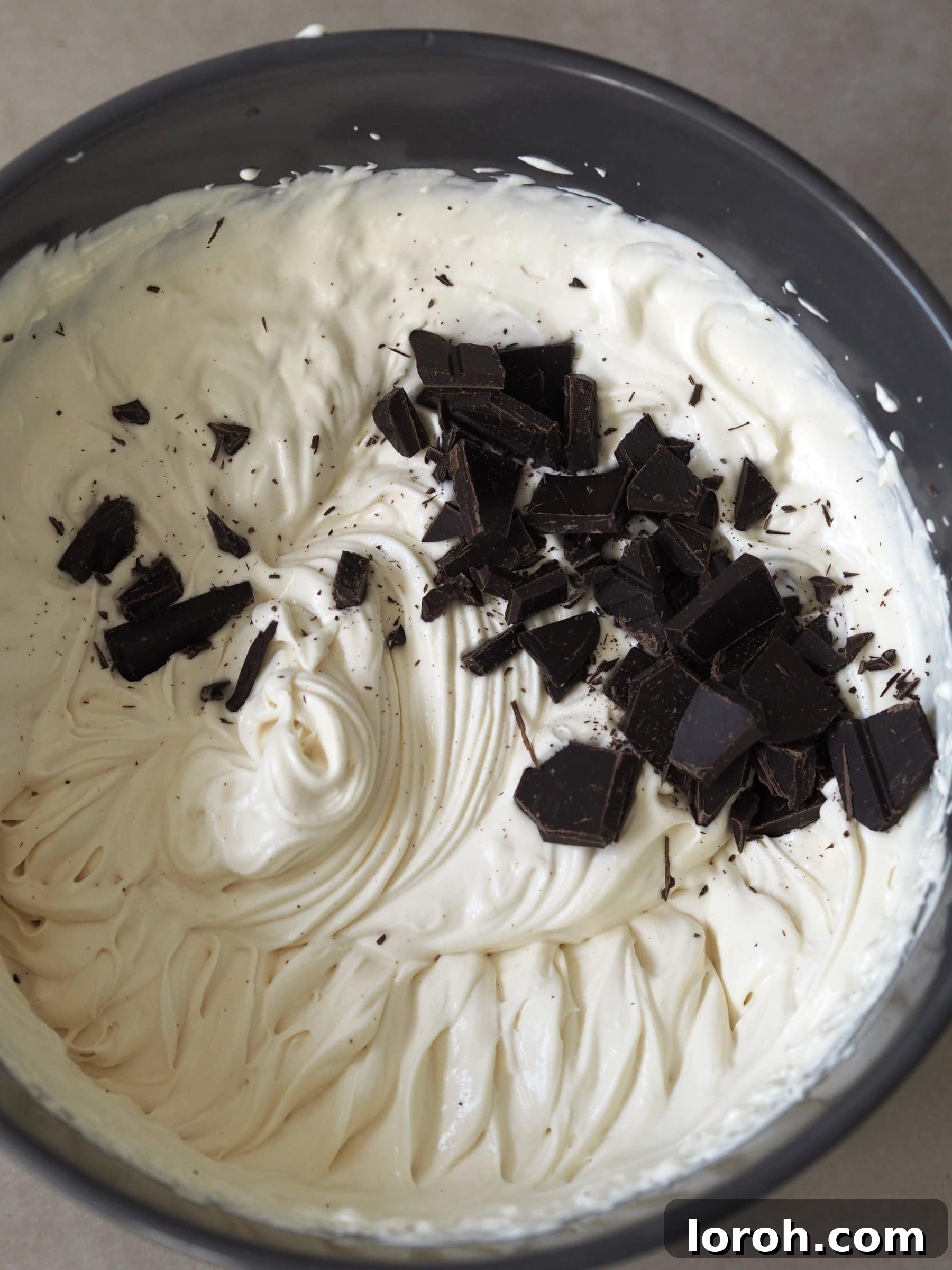 Baileys Velvet Ice Cream 6 Folding dark chocolate chunks into the creamy Baileys ice cream mixture.