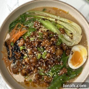 tofu noodle soup in a bowl