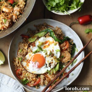 Shrimp and Chicken Fried Rice in a bowl